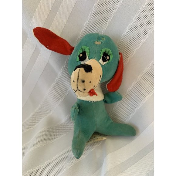 ⭐️Russ Berrie 1972 ⭐️Blue Hound Dog Velvet Plush Stuffed Animal  Vtg Rare!! - Picture 4 of 9